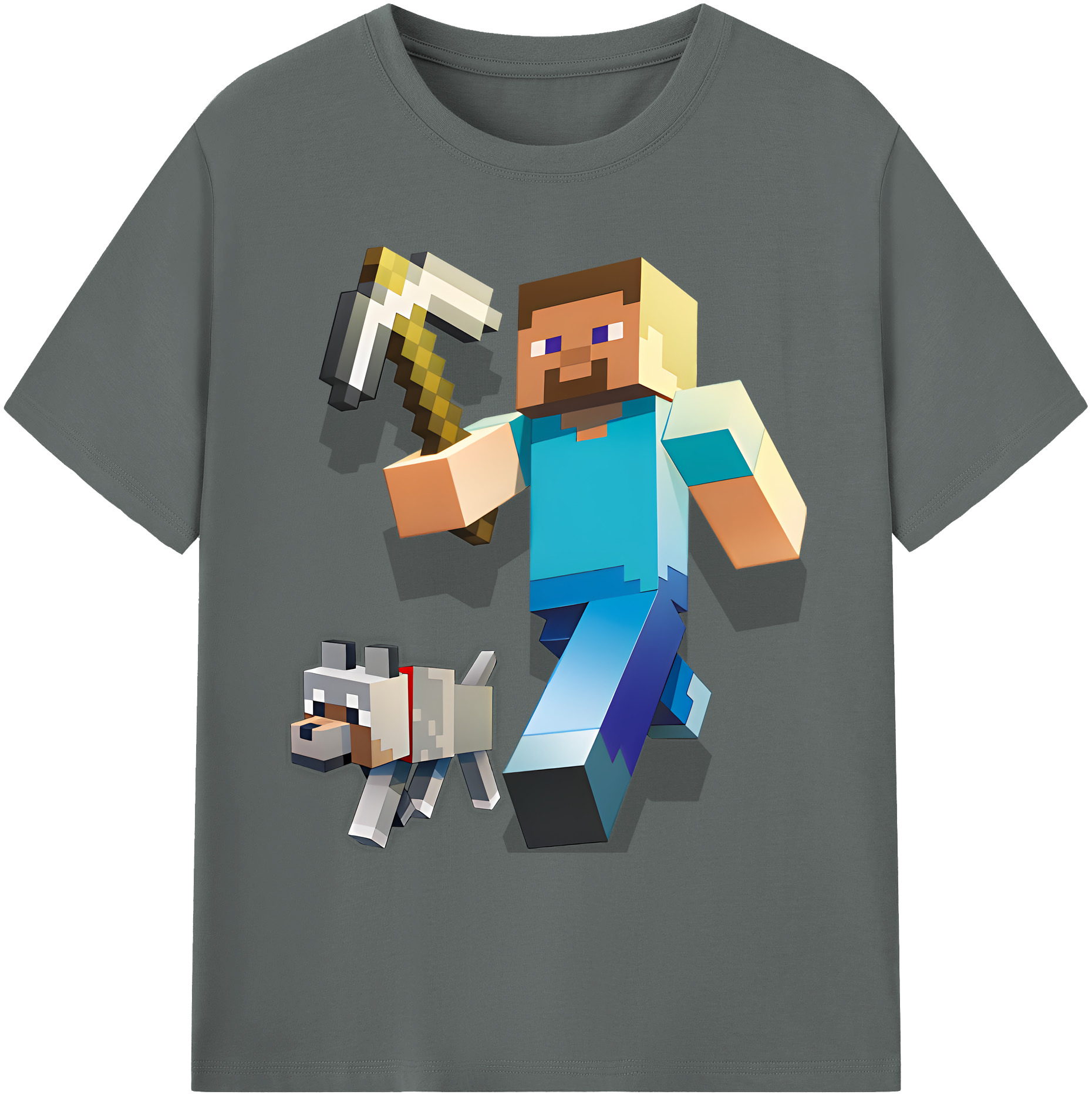 （画像用） マインクラフト ブロックの世界 Minecraft MC Block world 綿100％ メンズ半袖Tシャツ｜肌触りやわらか＆通気性